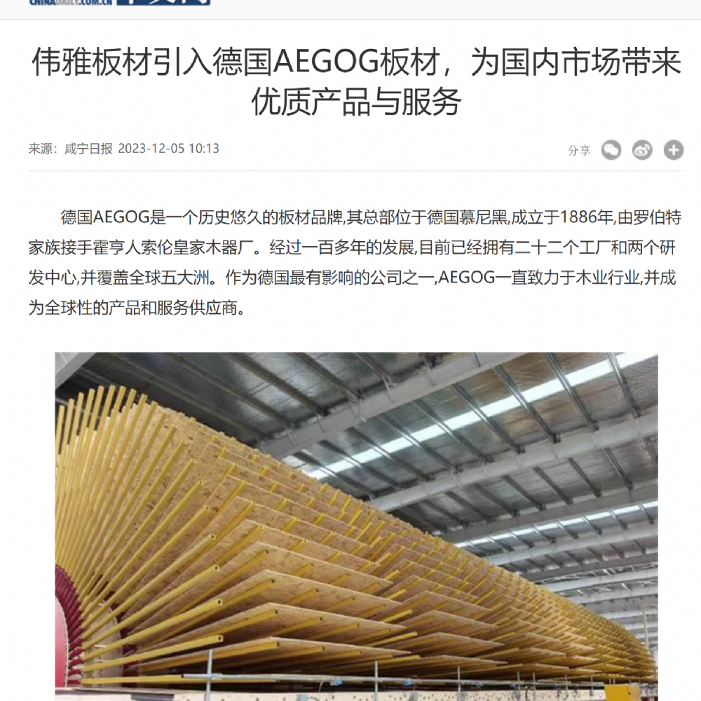 中國日報展現(xiàn)偉雅板材